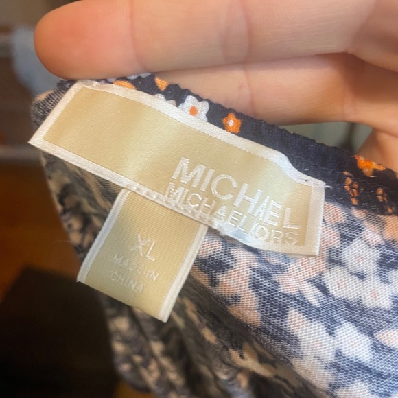 Michael Kors Womens Casual Sleeveless Floral Tie Front Tank Blouse Navy Size XL - Picture 5 of 6